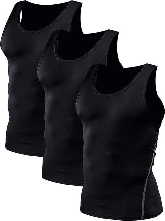 NELEUS Men's 3 Pack Athletic Compression Under Base Layer Sport Tank Top