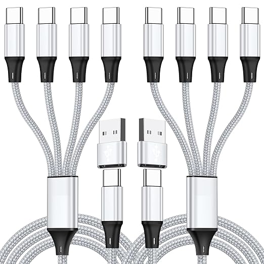 SVEUC USB C Splitter Multi Charging Cable,USB A/C to USB C QC 3.0 Fast Charging[2Pack 4Ft], 4 in 2 Multi Charger Cord, wit...