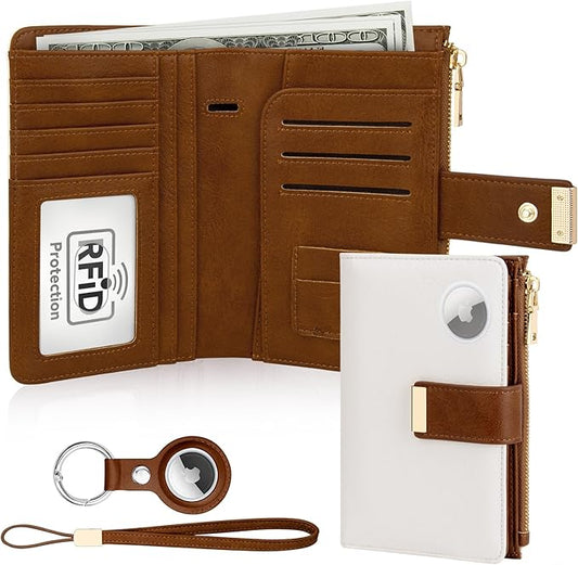 HUANLANG Passport Holder with Airtag for Women/Men, Airtag Passport Wallet for Travel Leather Passport Holder RFID Blockin...