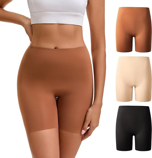 OEIOEI Women's Boyshorts Underwear High Waisted Seamless Boxer Briefs Panties 3-Pack