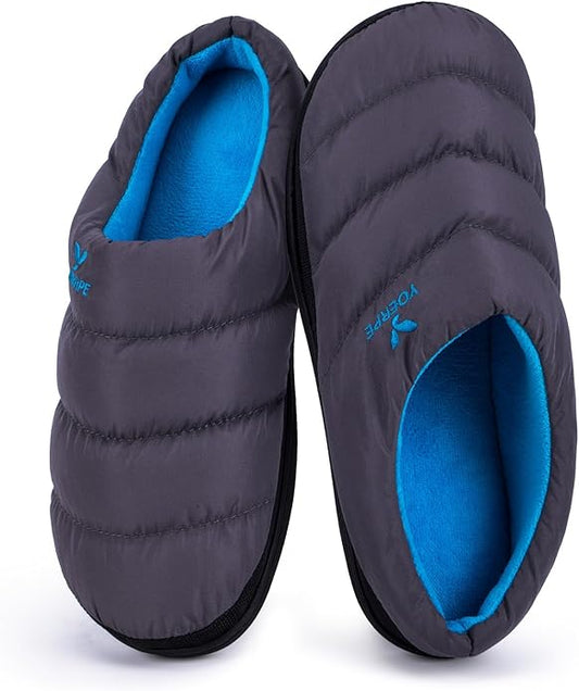 Yoerpe Men's Slip-On Slippers Two-Tone Indoor Outdoor House Shoes Travel Slippers with Memory Foam Camping Garden Down Clogs