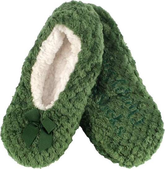 BambooMN Adult Super Soft Warm Cozy Fuzzy Soft Touch Sleeper Slippers Non-Slip Lined Socks