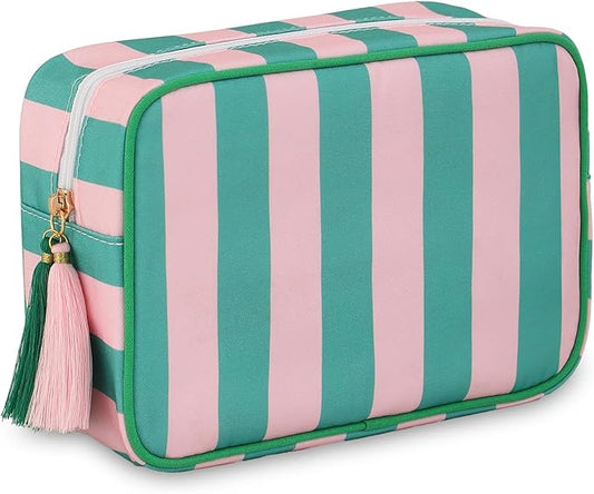 EMBRUNIOICE Makeup Bag Travel Cosmetic Bag Organizer Tassel Toiletry Bag Large Canvas Zipper Pouch Mahjong Tile Bag