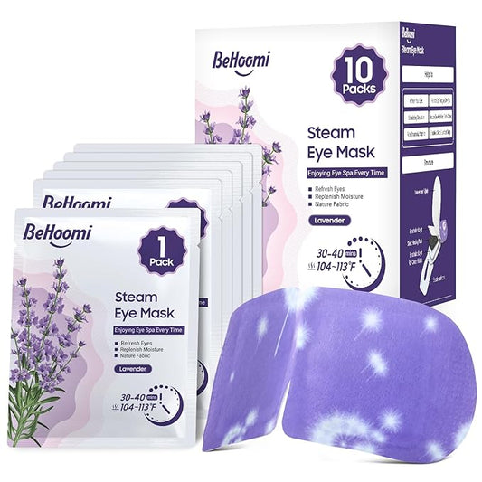 BeHoomi Steam Eye Mask, 10 Packs Heated Eye Mask, Self Heating Disposable SPA Warm Compress for Eyes Sleep Mask, Travel Es...