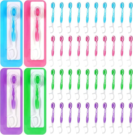 40 Pack Disposable Mini Travel Toothbrushes Bulk 5-in-1 Portable Pre-Pasted Travel Toothbrush with Toothpaste Tongue Scrap...