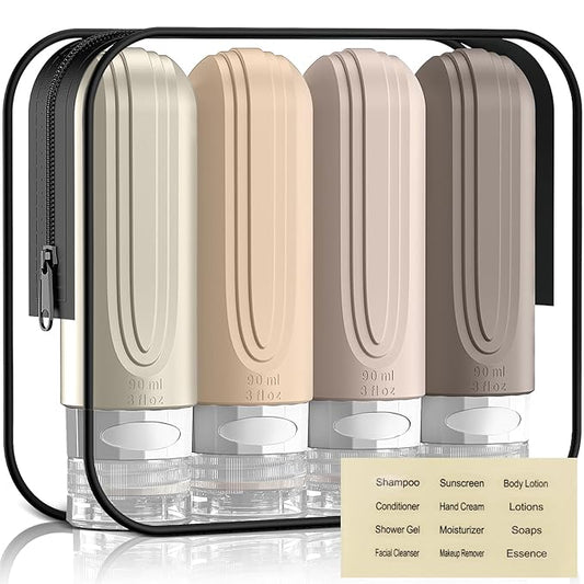 YIIMER Travel Bottles for Toiletries, 3oz TSA Approved Travel Size Toiletries, Silicone Leak-Proof Refillable Containers, ...