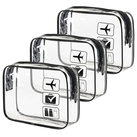 MODENGKONGJIAN TSA Approved Toiletry Bag, 3 Pcs Clear Toiletries Bags Quart Size Travel Makeup Cosmetic Bag for Women Men,...