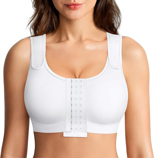 BRABIC Post Surgery Compression Bras for Women Front Closure Mastectomy Bra with Wide Adjustable Straps Wirefree