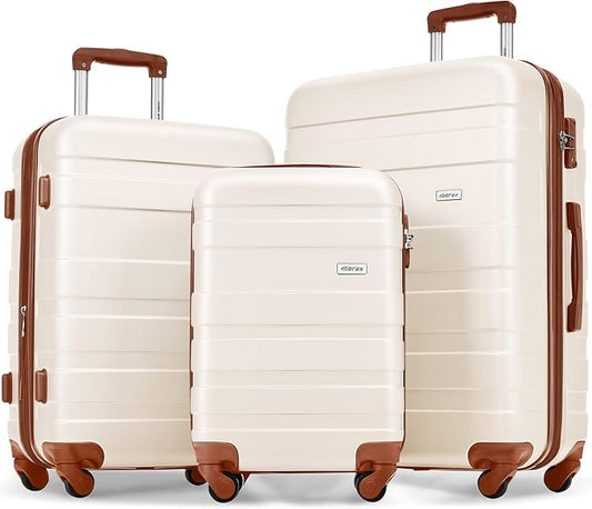Luggage 3 Pcs ABS Hardside Luggage Sets Spinner Wheels Suitcases