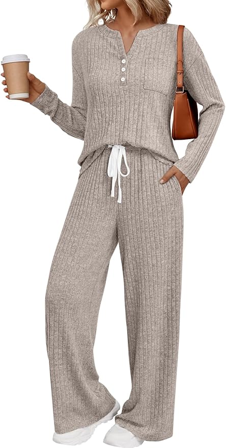 LILLUSORY Womens 2 Piece Lounge Sets Matching Airport Travel Outfits 2026 Spring Clothing Fall Pajamas Sweat Suits Pockets