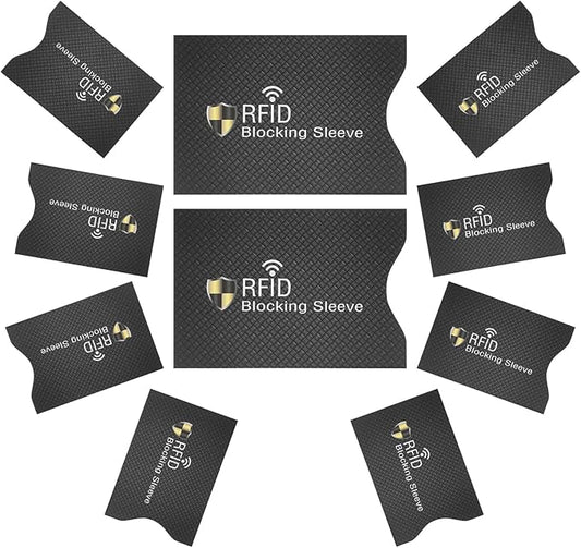 8Pcs RFID Blocking Sleeves and 2Pcs Passport Holder RFID Sleeves, Black Credit Card Protector Anti-Theft RFID-Blocker Card...