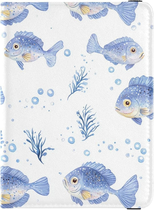 Cute Light Purple Fishes Passport and Vaccine Card Holder Combo Travel Passport Wallet With Vaccination Card Slot Passport...