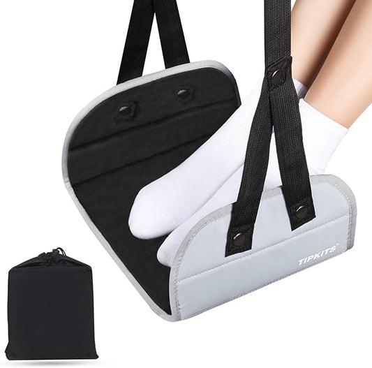 Foot Hammock for Plane Travel with Comfortable No Clashing Base, Portable Airplane Foot Rest Made with Memory Foam, Foot S...