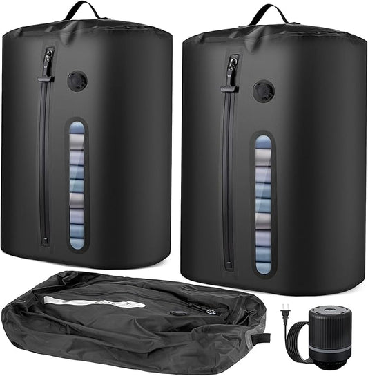 Vacuum Bags for Travel with Pump, Vacuum Packing Cubes for Travelers, Vacuum Seal Bags for Clothing, Reusable IP68 Waterpr...