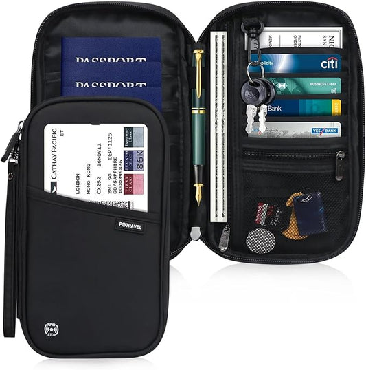 Family Passport Holder RFID Blocking Travel Wallet Premium Document Organizer, Waterproof Passport Case for Women & Men Ca...