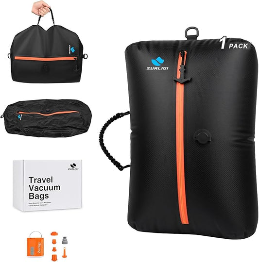 Zurligi Vacuum Compression Bags with Pump for Travel - Reusable Portable Travel Pack Vacuum Bag Kit for Carry-On Suitcase ...