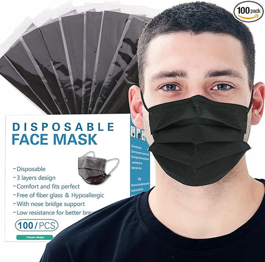 mystcare Individually Wrapped Masks 100 Pack Disposable,Face Mask Protection for Adults 3-Layer Filter Safety Face Masks(1...