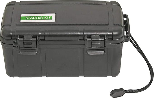 LuxmeCo All American Cigar Starter Kit Waterproof Airtight Travel Cigar Humidor Case - Black - Holds up to 15 Cigars