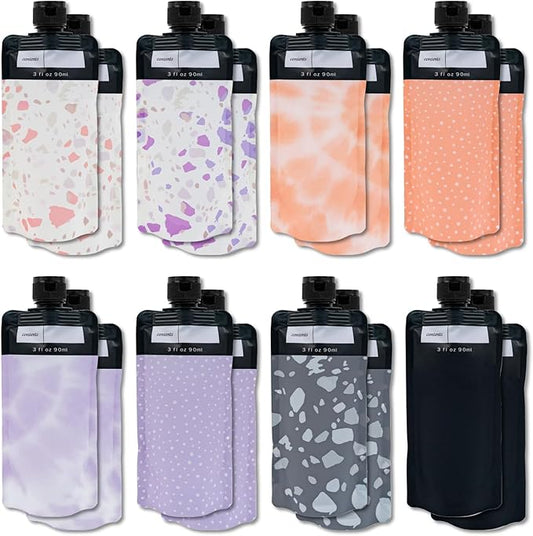 Binxus 16 Pcs Travel Pouches for Toiletries, 3 Oz Refillable Liquid Travel Pouch Leak Proof Empty Squeeze Pouches for Sham...