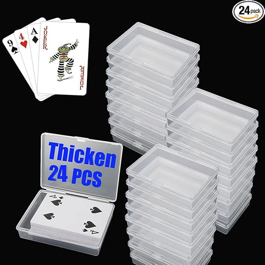 24PCS Thicken Playing Card Case Clear Plastic Gaming Game Card Holder Organizer, Snaps Closed Clear Card Box Small Hard Pl...
