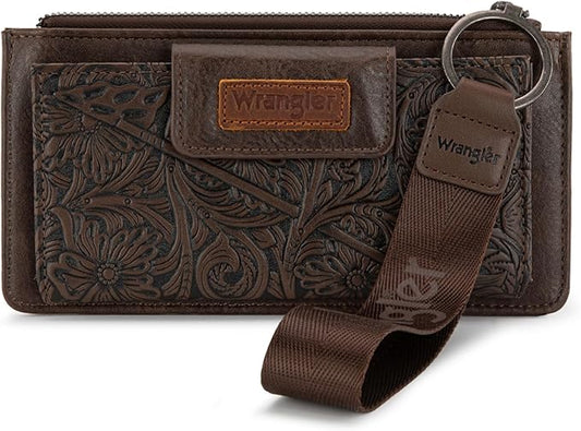X Wrangler Wristlet Wallets for Women Western Clutch Wallet Card Cases & Money Organizers Bifold Wallet with Zipper Pocket