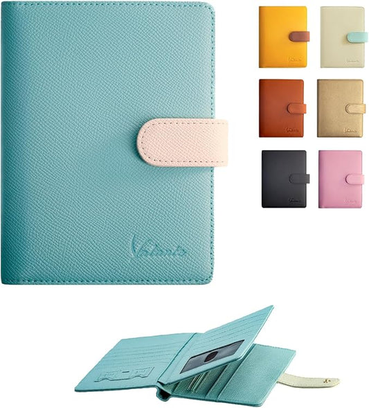 Valante 3-fold RFID AirTag travel passport wallet with 21 pockets and card slots (Light Blue, 6 * 4 inch)