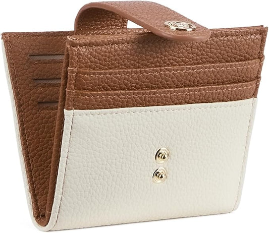 BOSTANTEN Slim Wallet for Women Small RFID Blocking Credit Card Holder Leather Bifold Wallets with Zipper Coin Pocket Beig...