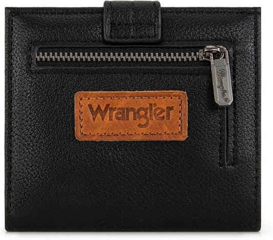 Montana West X Wrangler Small Black Wallet for Woman Ladies Girls Slim Thin Bifold Card Cases & Money Organizers RFID Lini...