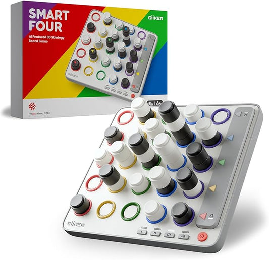 GiiKER Smart Four, 3D AI-Powered 4 in a Row Game, Strategy Board Games with Integrated Referee for 1-2 Players, Travel Gam...