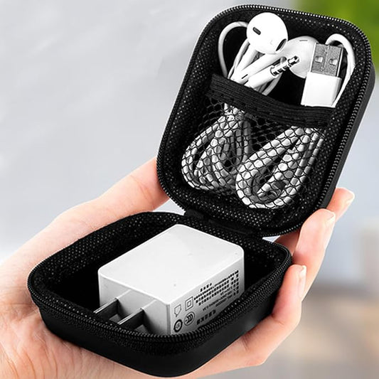 Charger Case, Portable Earbud Case for Wired Earbuds & Small Electronics, Compact Travel Storage Box for Cords, USB Drives...