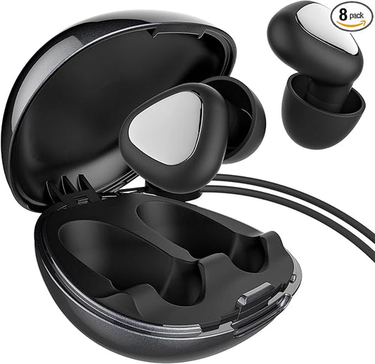 Ear Plugs for Sleeping, 45dB Noise Reduction Reusable Earplugs for Snoring, Travel, Work & Concerts, Hearing Protection wi...