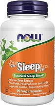 NOW Foods Supplements, Sleep with Valerian Root Extract Plus Hops, Passionflower and GABA, Botanical Sleep Blend*, 90 Veg ...