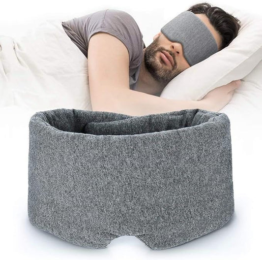 FRESHME Cotton Sleep Eye Mask for Women Men - 100% Blocking Light Travel Blindfold, Soft Zero Pressure Grey Eyes Cover wit...