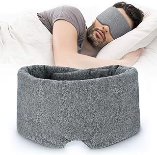 FRESHME Cotton Sleep Eye Mask for Women Men - 100% Blocking Light Travel Blindfold, Soft Zero Pressure Grey Eyes Cover wit...