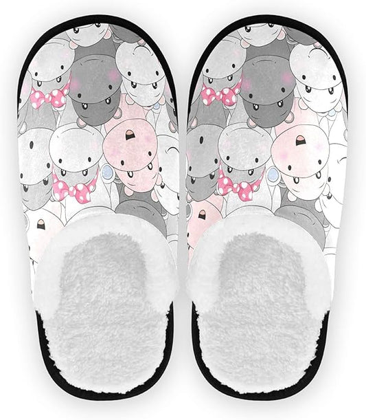JHKKU Fuzzy House Slippers Warm Nonslip Slippers for Women's Men's Cozy indoor Travel Shoes