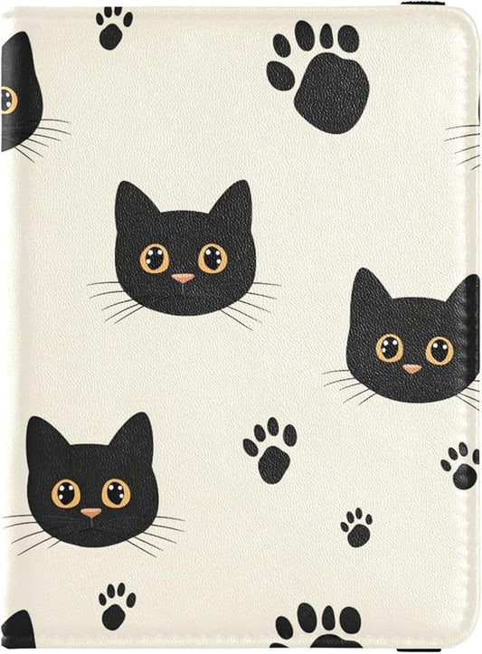 Black Cat Paw Beige Design Leather Passport and Vaccine Card Wallet Combo Passport Case Travel Documents Wallet Passport H...