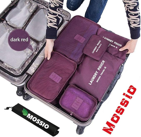 Mossio 7 Set Packing Cubes with Shoe Bag - Compression Travel Luggage Organizer