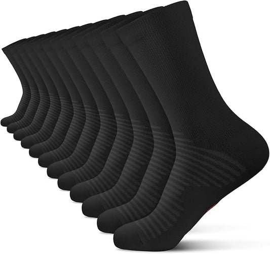 PAPLUS Compression Athletic Crew Socks (6 Pairs) for Men & Women