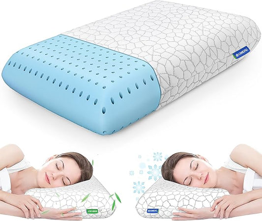 CushZone Memory Foam Pillows for Sleeping, Bed Pillow with Removable and Machine Washable Cover, Bed Pillow for Side, Neck...
