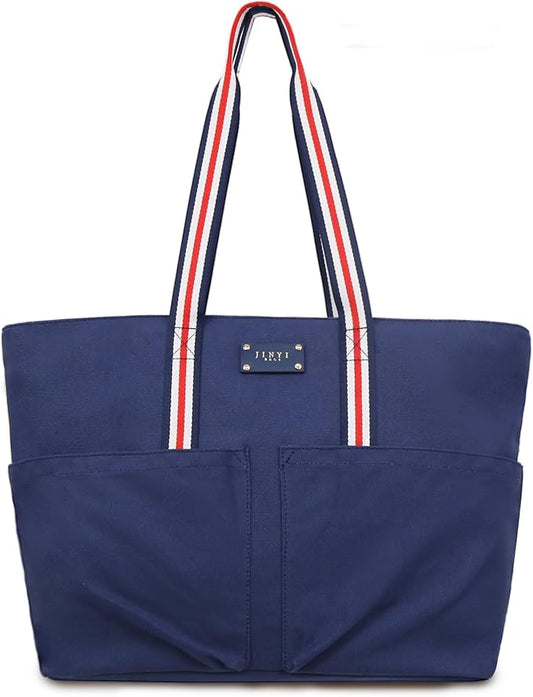 JINYIBAGS Canvas Tote Bag for Women, Large Capacity Travel Shoulder Bag, Premium Oxford Fabric Bag for Work, College, Beach