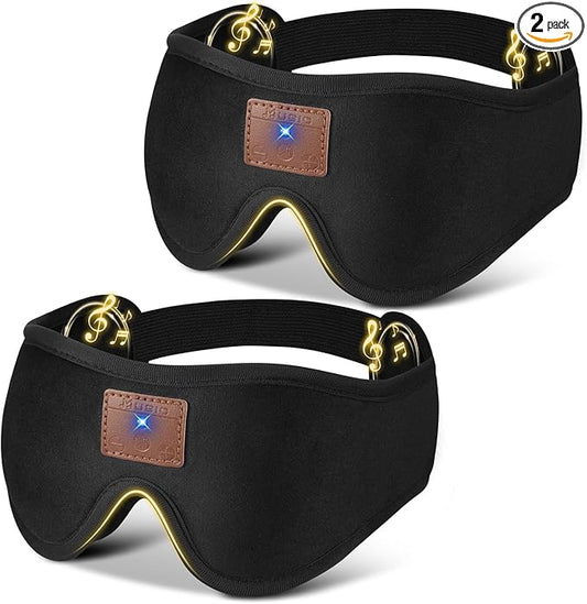 ASIILOVI 2-Pack 3D Sleep Mask with Bluetooth Headphones, Sleep Headphones, Bluetooth Sleep Eye Mask with Adjustable Hook a...