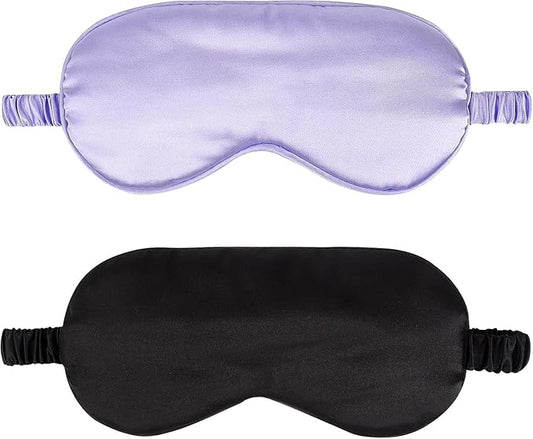 2Pack Silk Sleep Mask,IEKEODI Eye Mask for Sleeping，Elastic Blackout Eye Mask & Blindfold for Full Night's Sleep,Travel an...