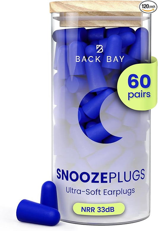 SnoozePlugs Ultra Soft Foam Earplugs for Sleeping, 60 Pairs Comfortable Foam Ear Plugs for Side Sleepers- 33db NRR Nightim...