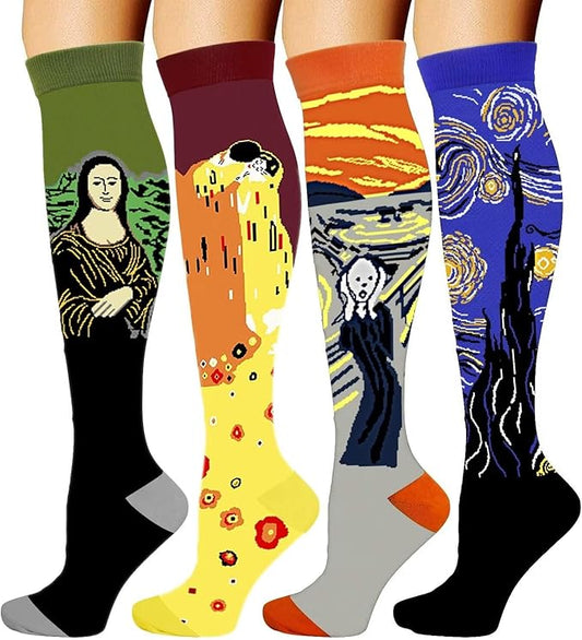 Double Couple 4 Pairs Compression Socks for Men and Women Compression Stockings