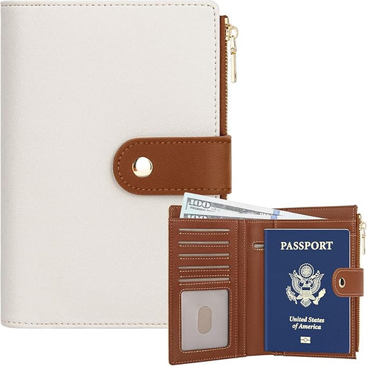 TEUEN Passport Holder for Travel Women, RFID Blocking Passport Wallet with Airtag Slot, PU Leather Passport Cover Travel W...
