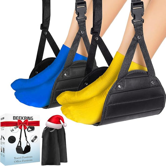 2-Pack Airplane Foot Hammock for Plane Travel - Travel Essentials Length Adjustable Airplane Foot Rest Under Desk -Long Fl...