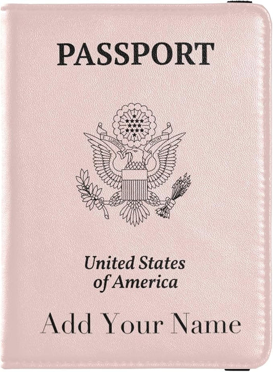 Personalized Passport and Vaccine Card Holder Combo Custom Name Passport Cover with Vaccine Card Protector Misty Rose