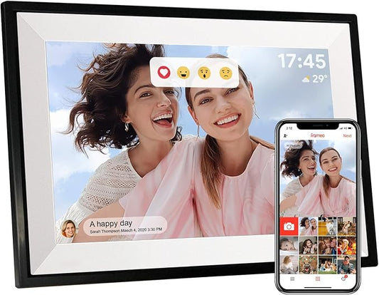 Frameo 10.1 Inch WiFi Digital Picture Frame, Photo Frame Electronic HD IPS Touch Screen 1280x800 32GB, Wall Mountable Smar...