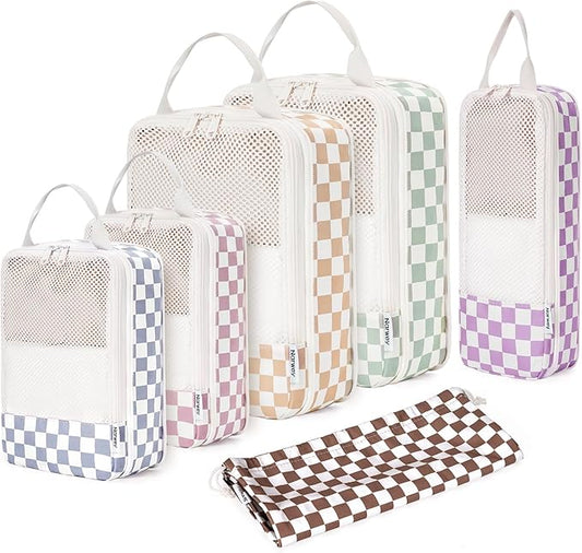Narwey 6 Set Compression Packing Cubes for Travel Kids Women Carry on, Packing Organizers Bag for Backpack Luggage Suitcas...