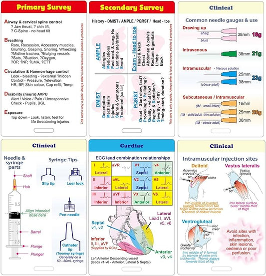 LONSANCO 5 PCS Nursing Badge Reference Cards, Nursing School Essentials Student Gifts Success Bundle Supplies Nurse Must H...